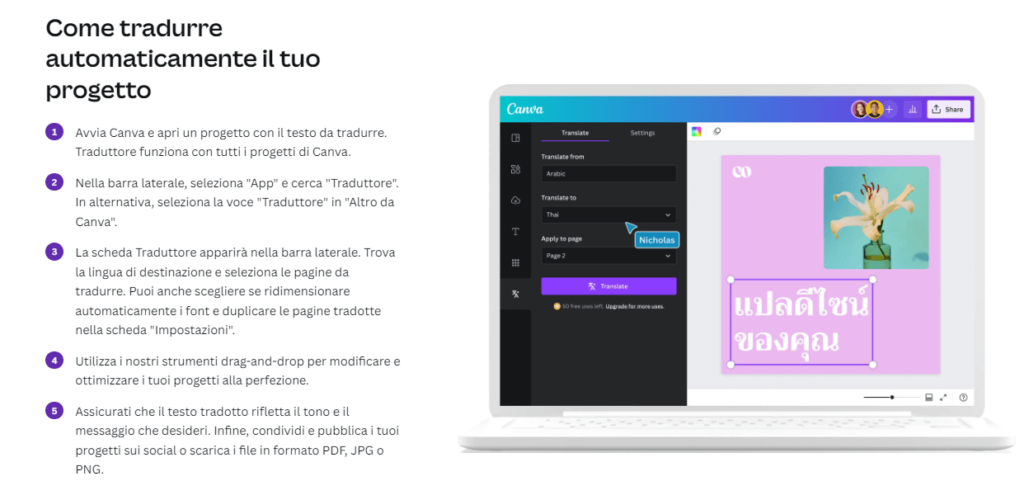 Traduttore Canva - come tradurre in modo automatico il tuo progetto