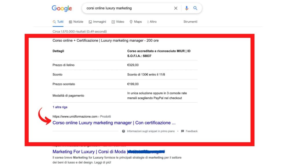 corso luxury marketing google serp