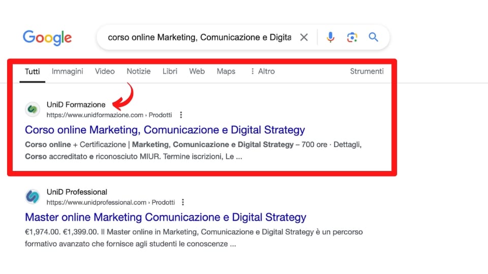 serp corso Marketing, Comunicazione e Digital Strategy