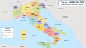 Cartina politica dell'Italia con regioni e confini
